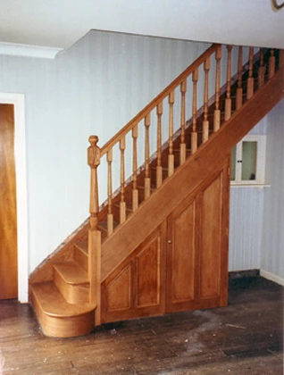 Timber balustrades and a shaped bottom step.